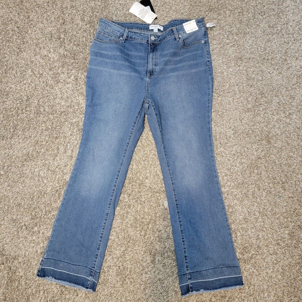 Marc New York Jeans Womens Sz 18W Flare Boot Cut Blue Denim Med Wash Raw Hem NWT